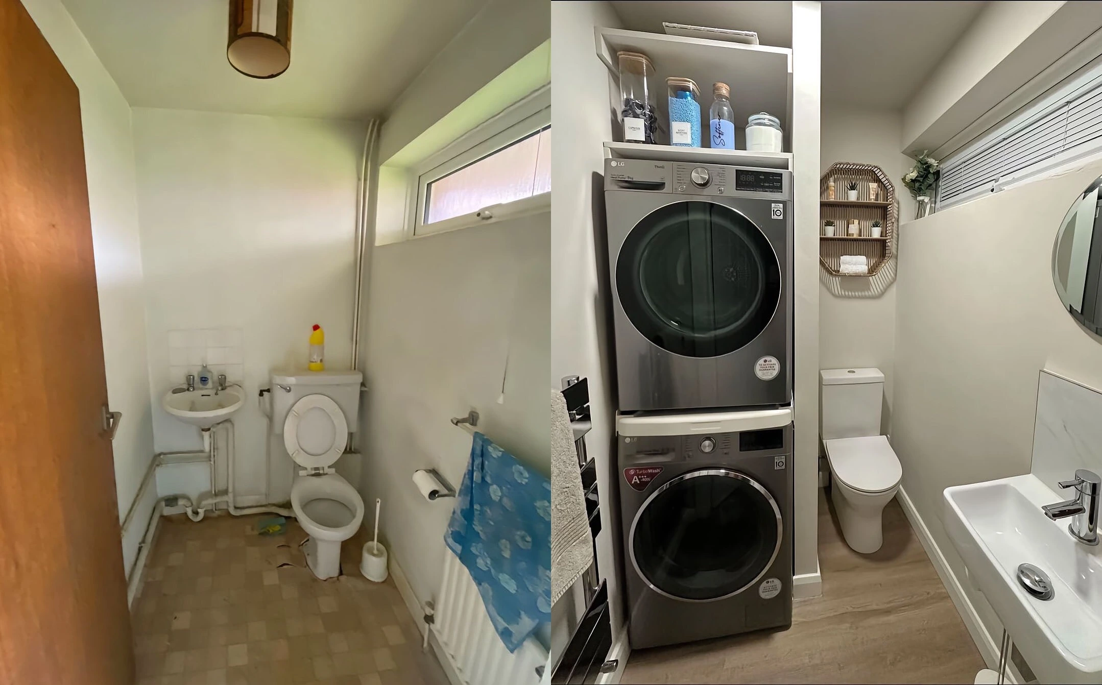 Office interior before and after renovation project